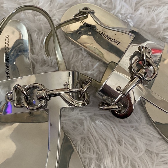 Rebecca Minkoff silver mirror T strap sandals - Picture 6 of 8